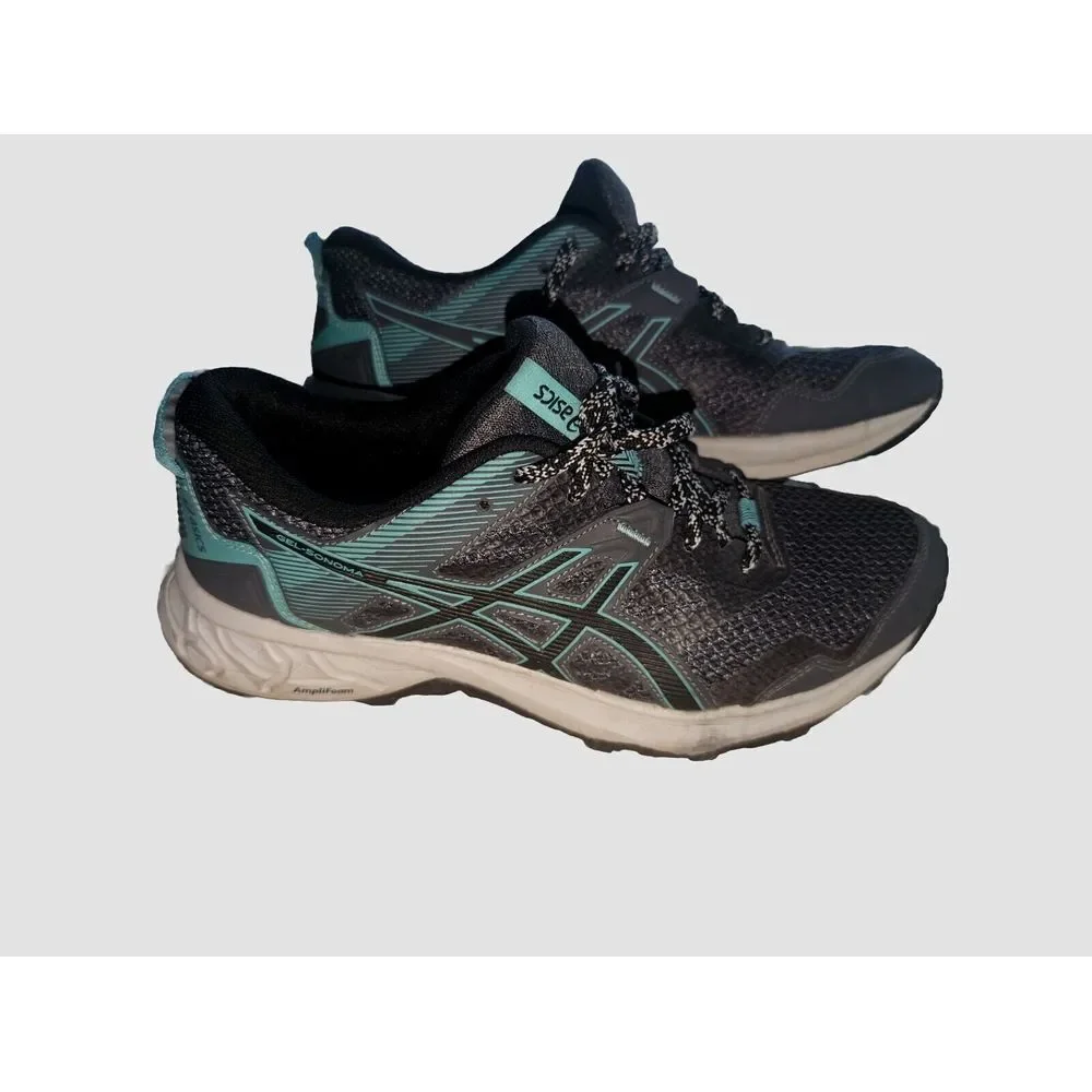 ASICS Women's GEL-SONOMA 5 Size 10 Trail Running Shoes 1012A568 Blue Teal‎ Black